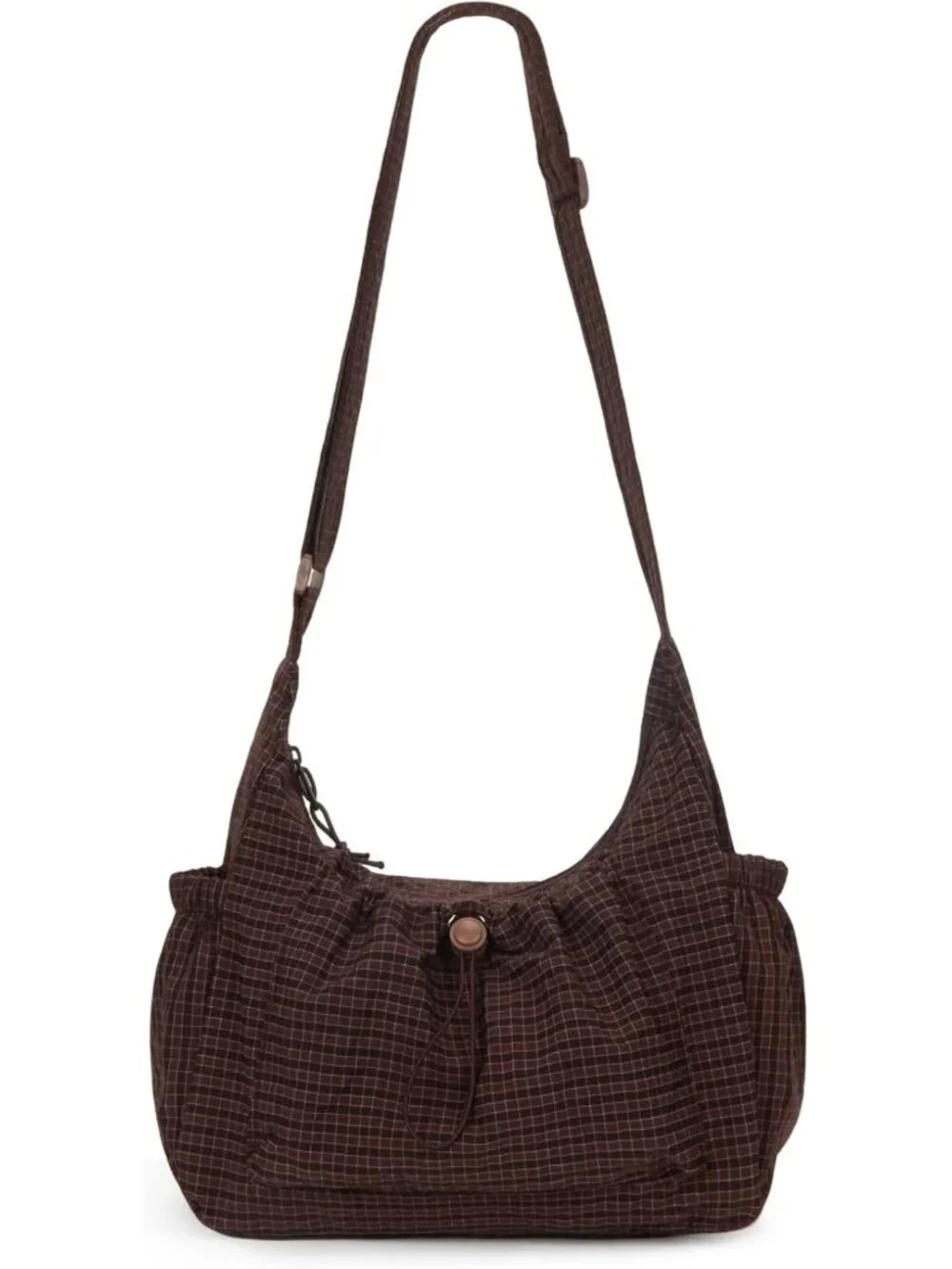 Plaid Nylon Hobo Bag | Soft Crossbody Messenger Purse with Adjustable Straps